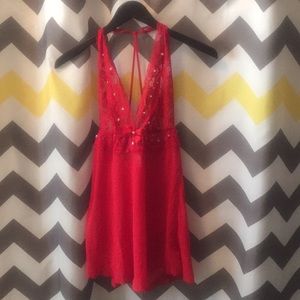 Fredericks of Hollywood red babydoll with thong l